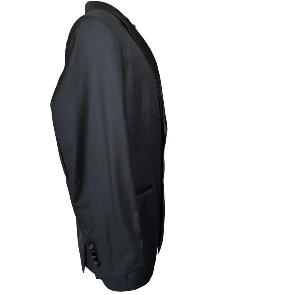 OLIVER WICKS Tuxedo Men's Black Double Breasted Shawl Collar Jacket Wool Blend